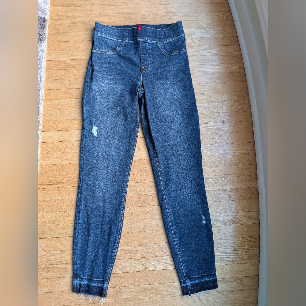 SPANX Distressed Skinny Jean-ish Leggings - Vintage Wash - S/P
